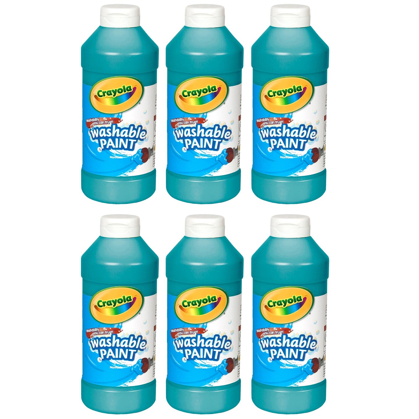 Washable Paint, Turquoise, 16 oz., Pack of 6