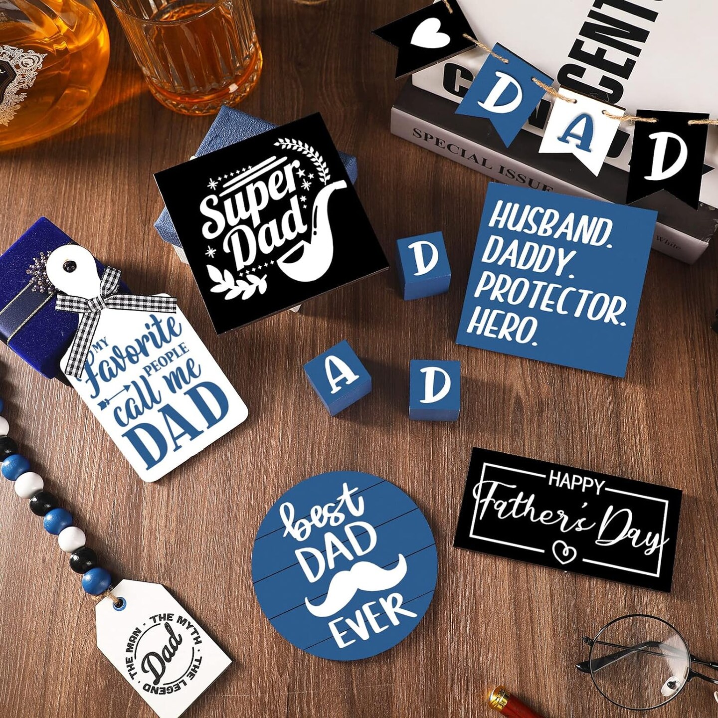 Elegant Father&#x27;s Day Tiered Tray Decoration Set