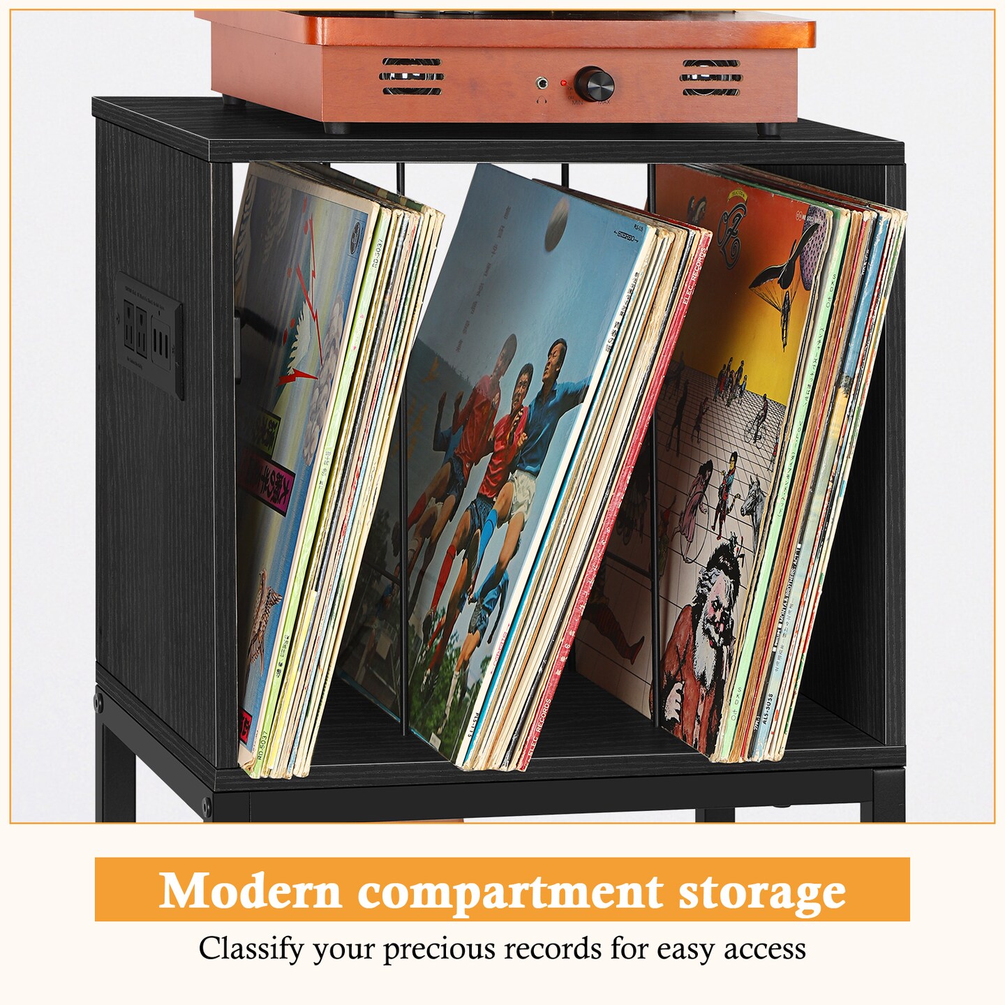 Record Player Stand with Record Storage