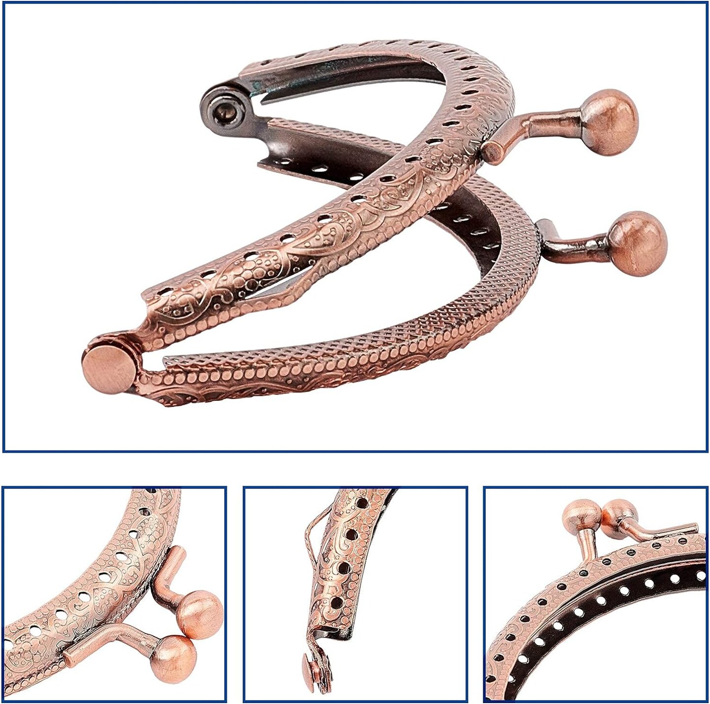 5 Color Purse Clasp Frame, 10pcs Wallet Kiss Clasp Lock Retro Arch Purse Coin Bag Frame Metal Purse Frame Clip for DIY Craft Purse Bag Handle Sewing Craft, 3.3 Inch