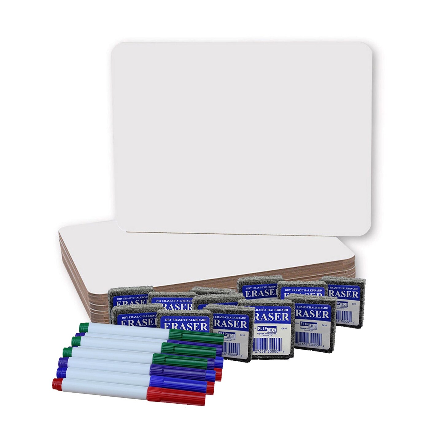 Magnetic Dry Erase Boards (9&#x22; x 12&#x22;) with Colored Pens &#x26; Erasers, Set of 12