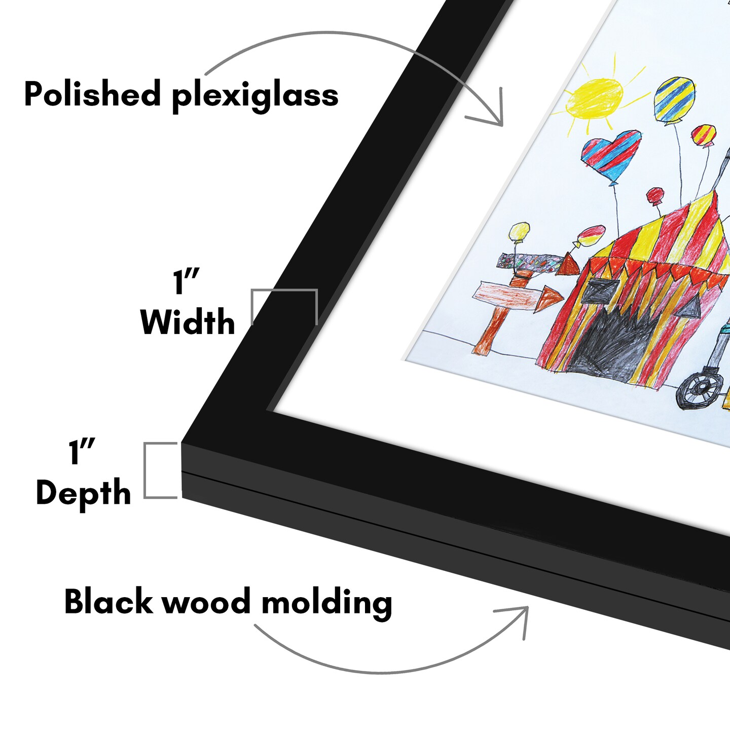 Americanflat 8.5x11 Kids Art Frame with 4x6 Photo Frame - Two Openings - Displays 8.5x11 Artwork and 4x6 Photo Side by Side - Kids Art Frame - Polished Plexiglass - Hanging Hardware