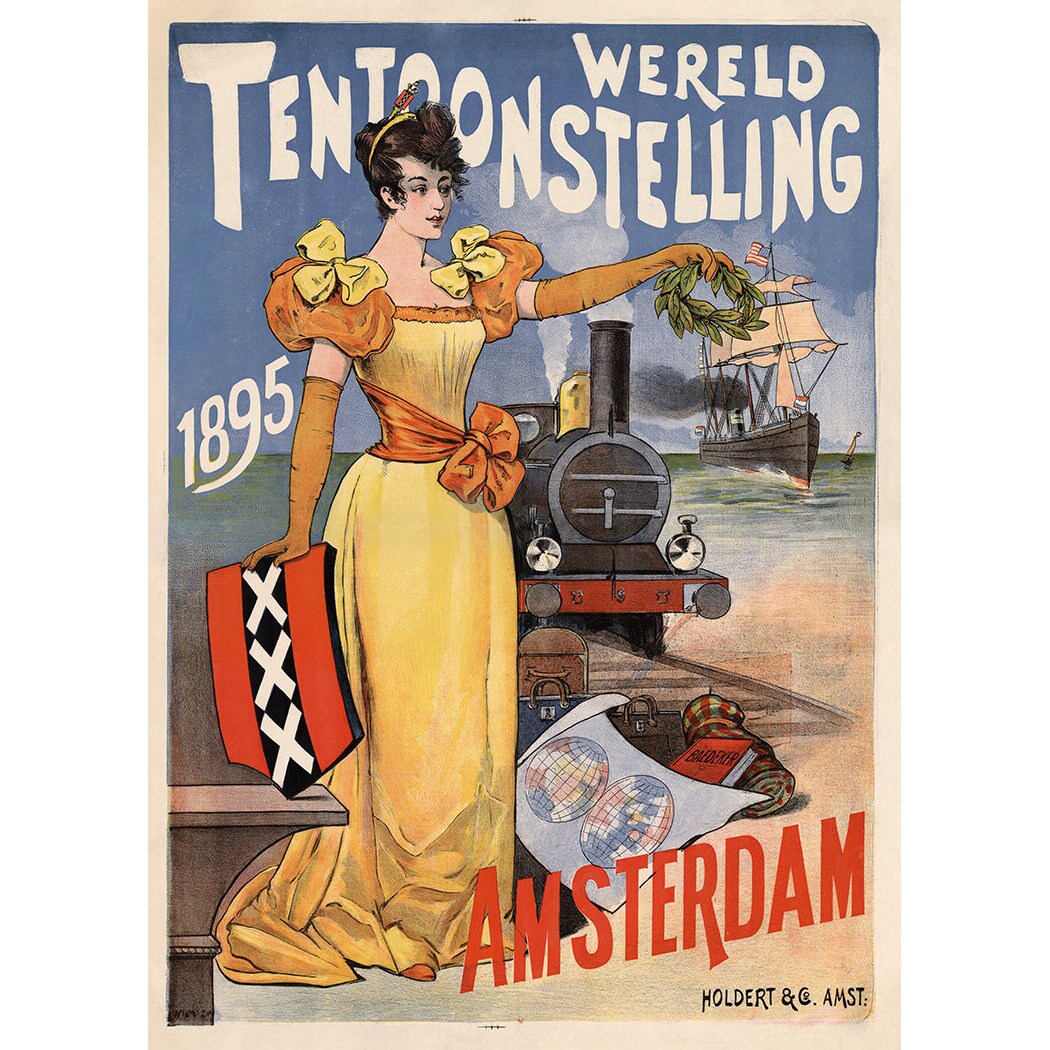 1895 Amsterdam - Netherlands - Vintage European Travel Poster