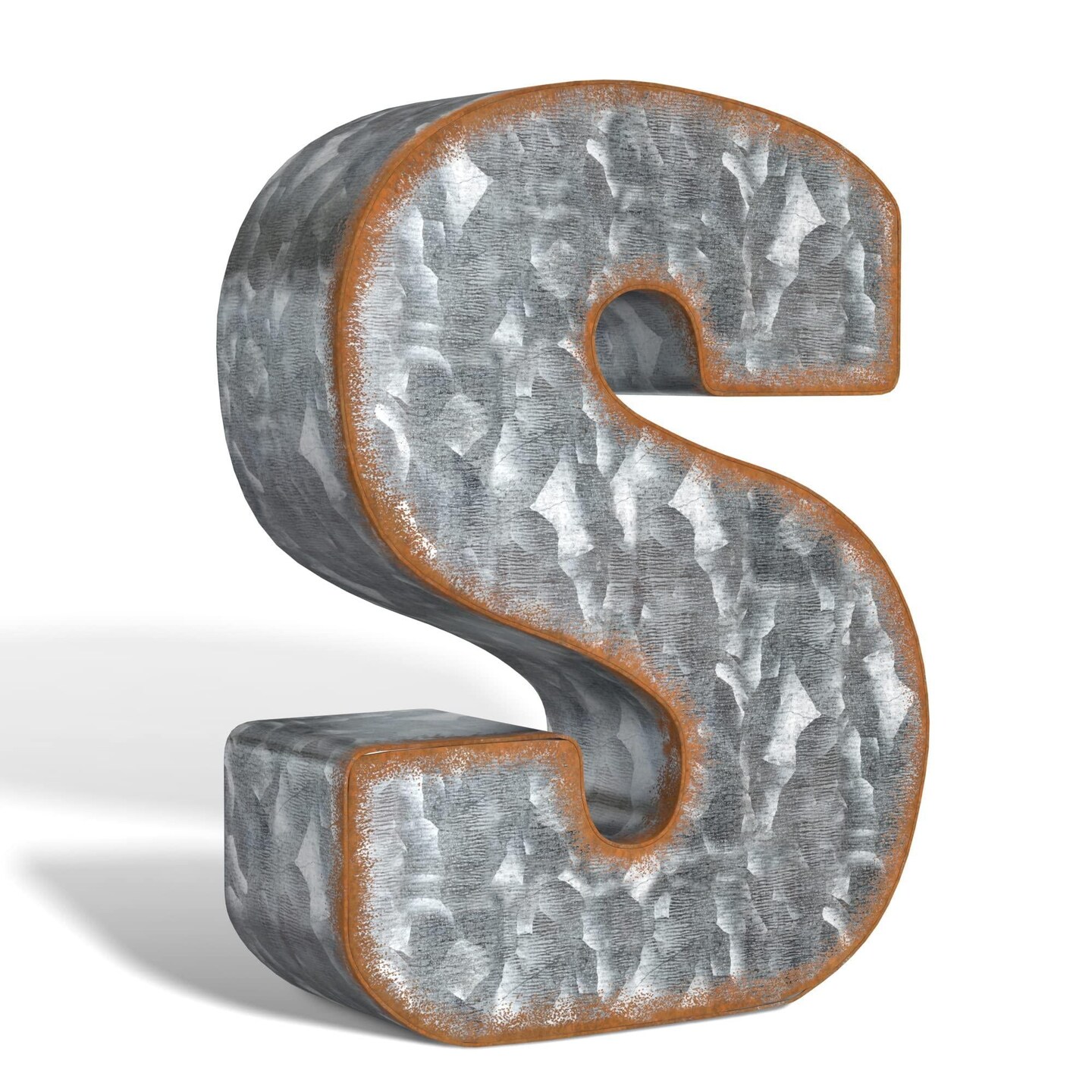 Galvanized Metal 3D Letter for Wall Decor for Hanging or Freestanding Unique Blend of Rustic Vintage Western and Industrial Styles Letter S
