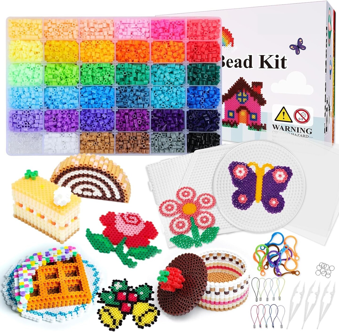 11800pcs Fuse Beads Craft Kit, 36 Colors 5mm Beads, Melting Beads Set for Girls, Including Pegboards, Ironing Paper, Tweezers, Great Gift for Birthday