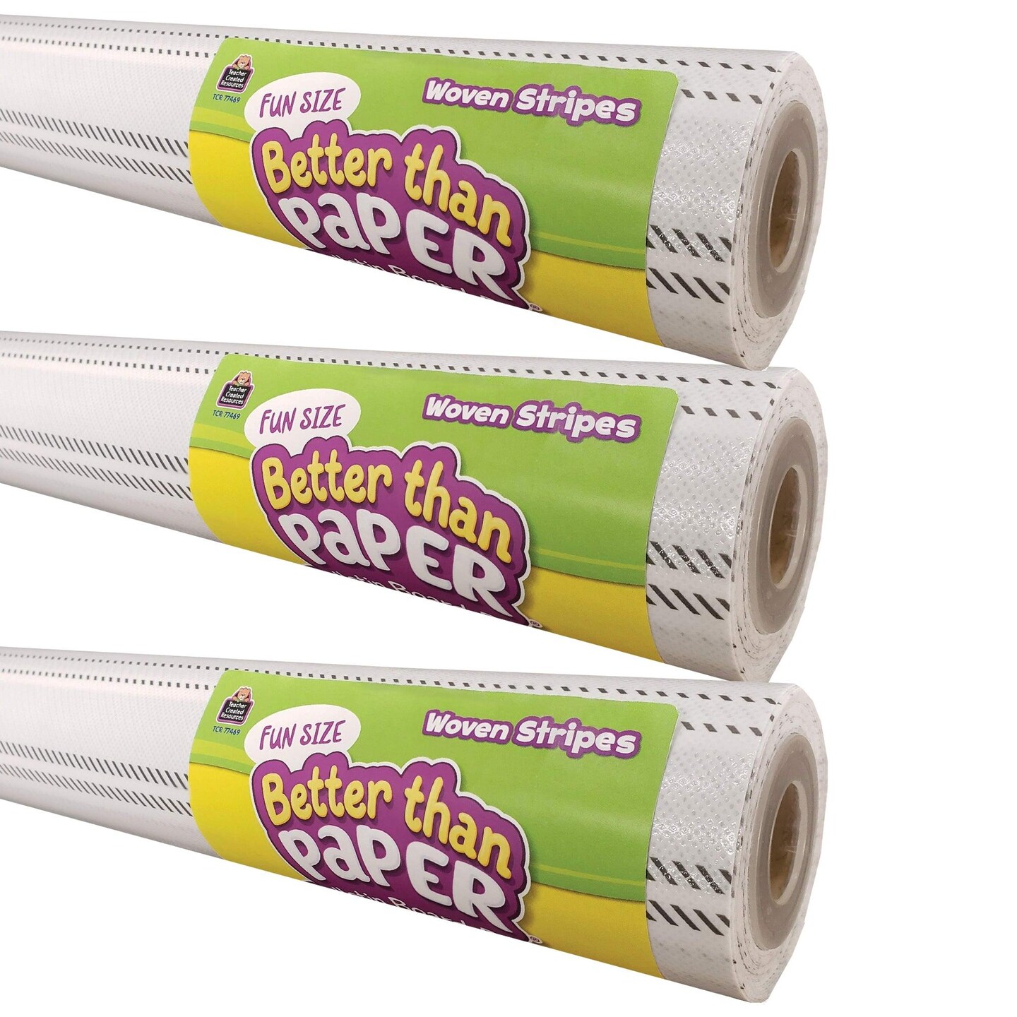 Fun Size Better Than Paper&#xAE; Bulletin Board Roll, 18&#x22; x 12&#x27;, Woven Stripes, Pack of 3