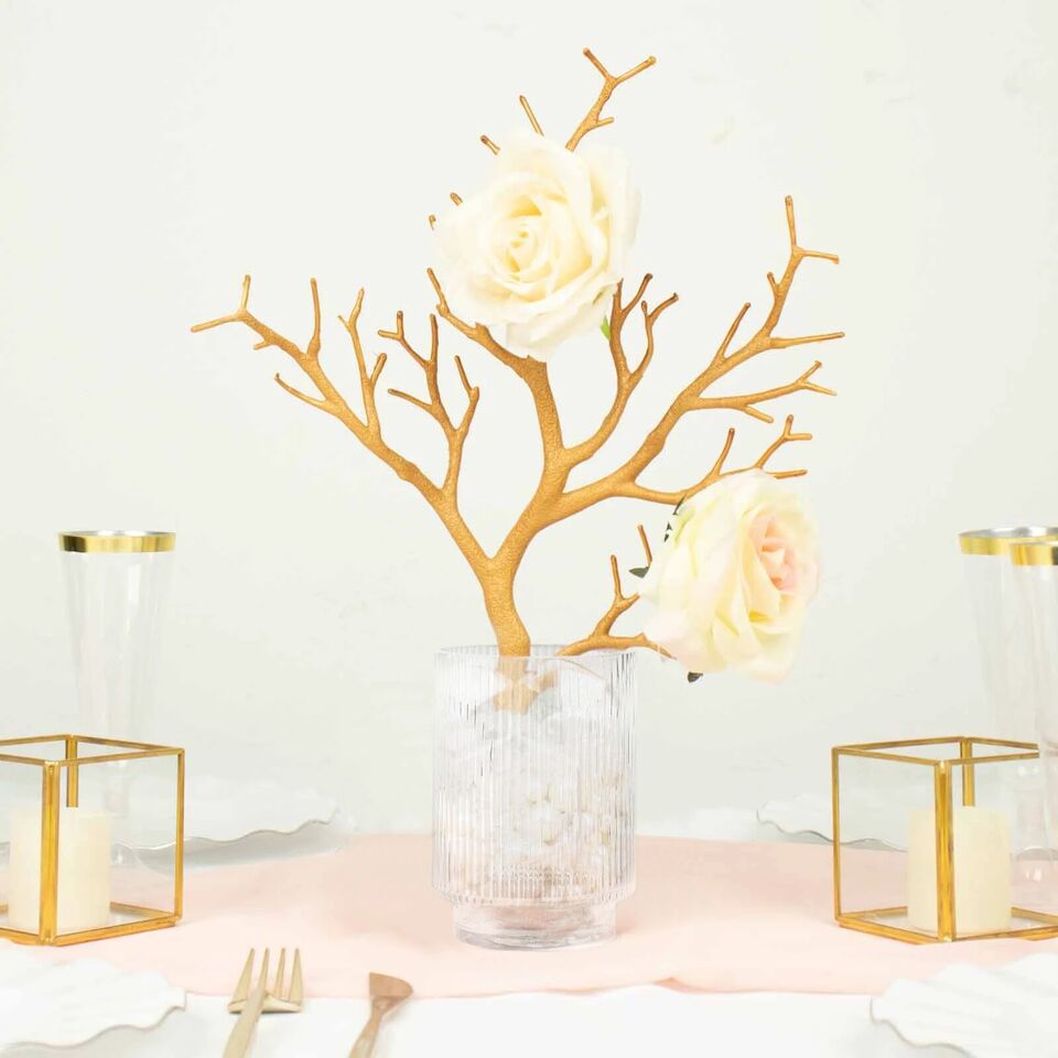 GOLD 10 Plastic 14&#x22; Artificial Manzanita Tree Branches VASE FILLERS