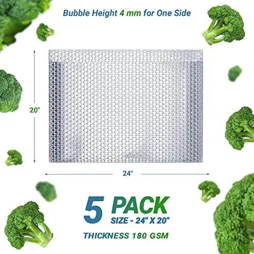 AMZ Thermal Insulated Bubble Mailers 24 x 20 Pack of 5 Silver Metallic Insulated Shipping Bags for Food Self Seal Padded Envelopes Waterproof Thermal Bubble Mailer Foil Shipping Envelopes