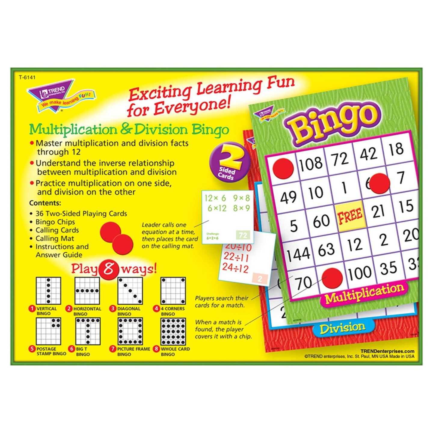 Multiplication &#x26; Division Bingo Game