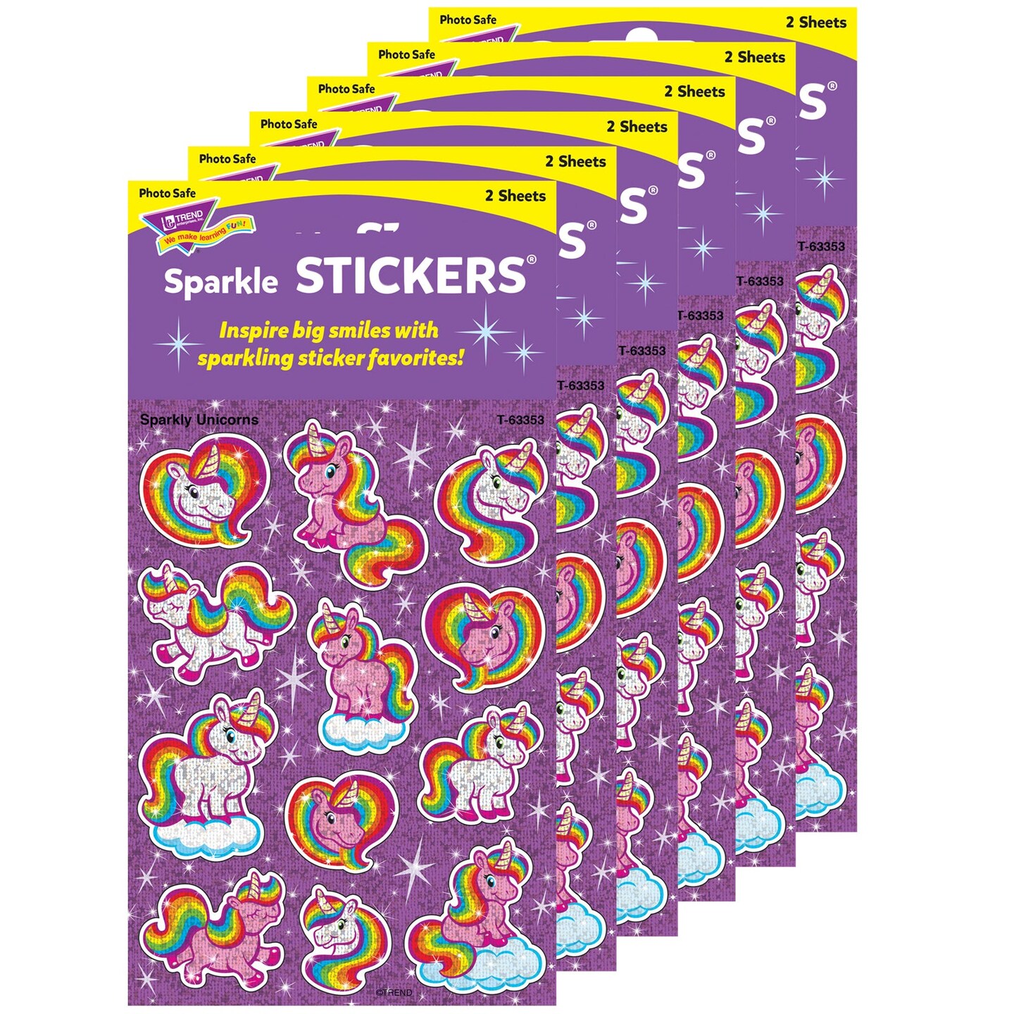 Sparkly Unicorns Sparkle Stickers&#xAE;, 24 Per Pack, 6 Packs