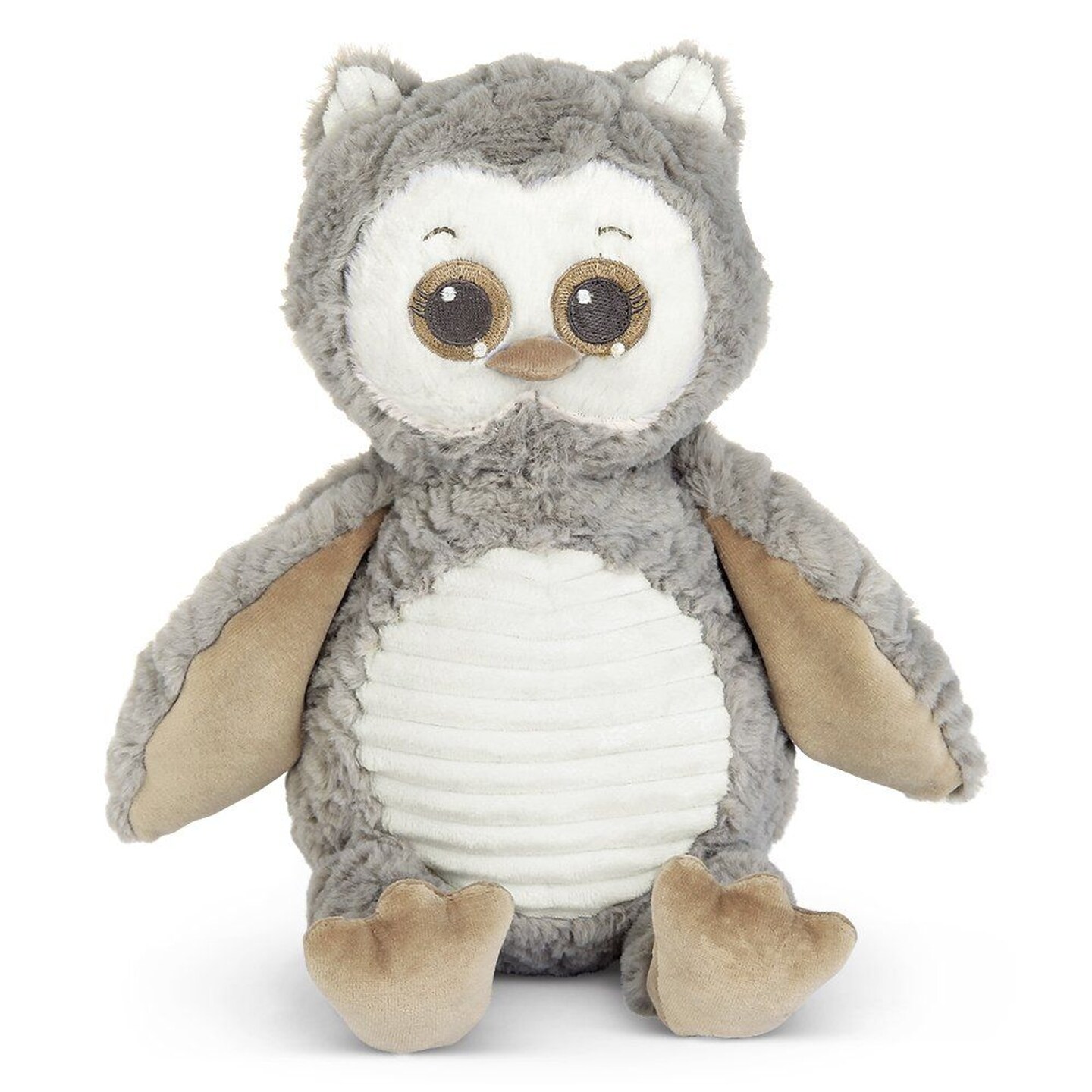 Bearington Baby Owlie Hugs-A-Lot Plush Stuffed Animal Gray Owl, 14&#x22;
