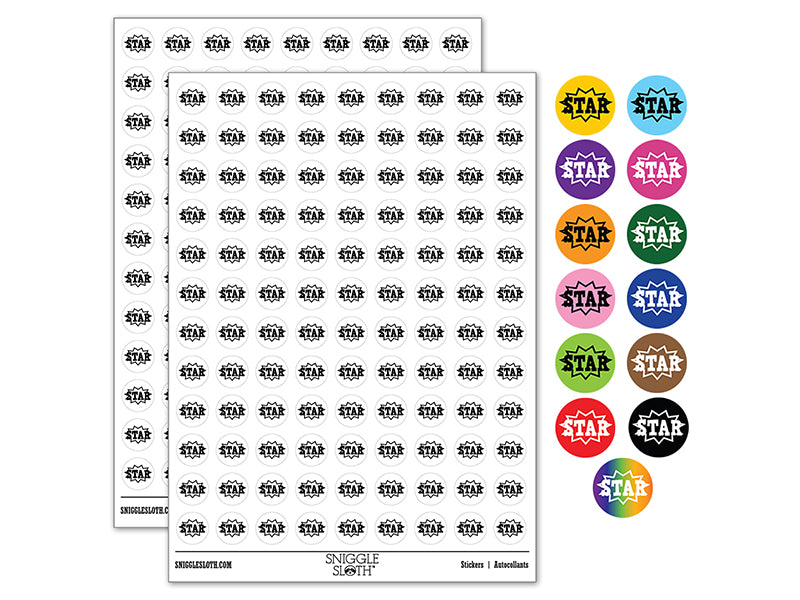 Star Burst Fun Text Teacher School 200+ 0.50&#x22; Round Stickers