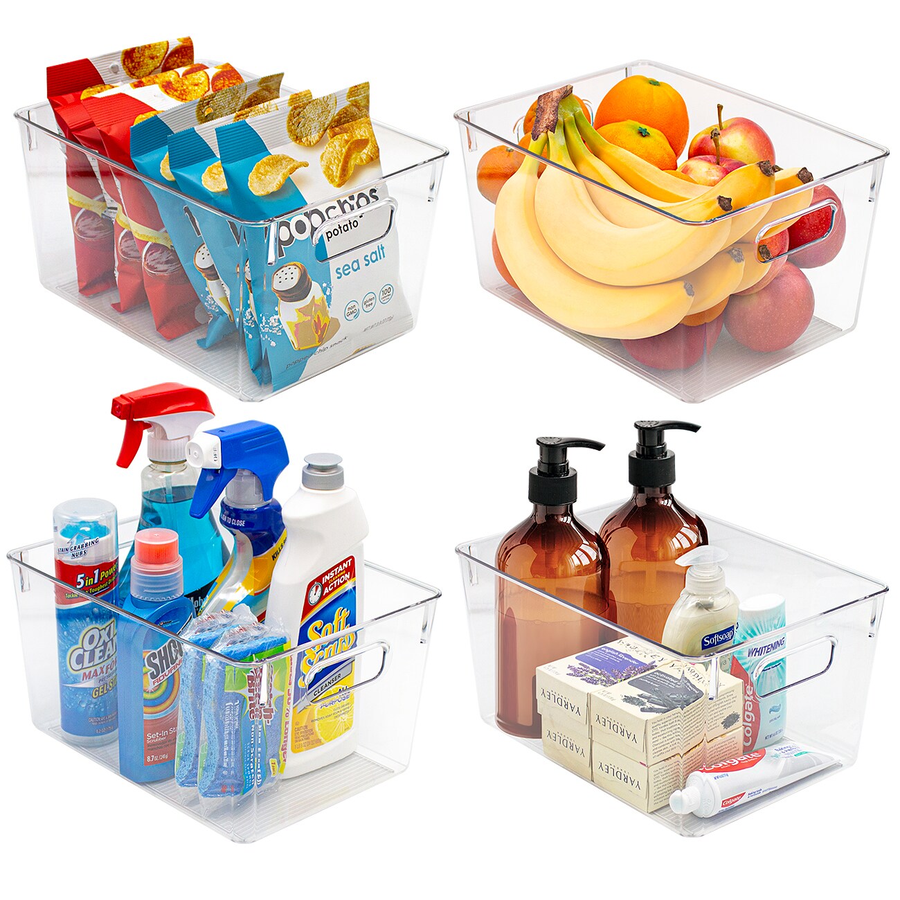 Sorbus 8 Pack Medium Clear Acrylic Storage Bins - for Kitchen, Cabinet Organizer, Pantry & Refrigerator