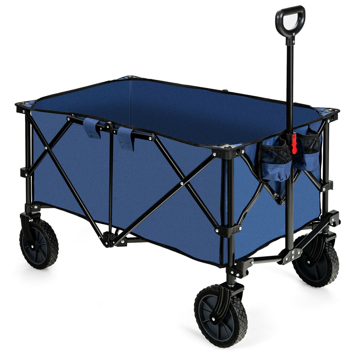 Outdoor Folding Utility Wagon Cart with Adjustable Handle and Cup Holder for All-Terrain Wheels