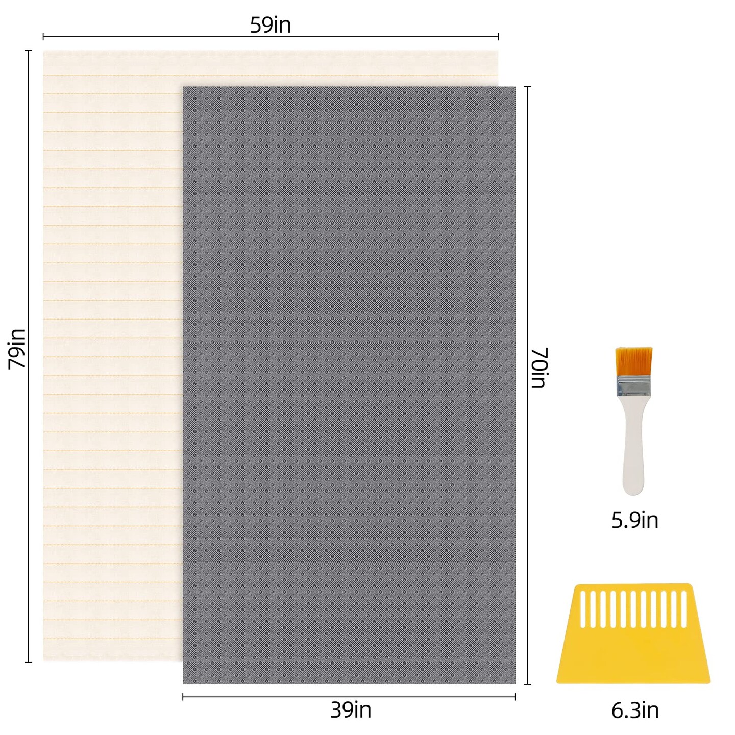 70"x40" Non-Slip Backing Felt Cloth for Tufted Rugs, 59"x39" Tufting Cloth with Yellow Marked Lines for Rug Tufting, Monk Cloth Rug Tufting Kit for Tufting Gun, Punch Needle, Rug Hooking