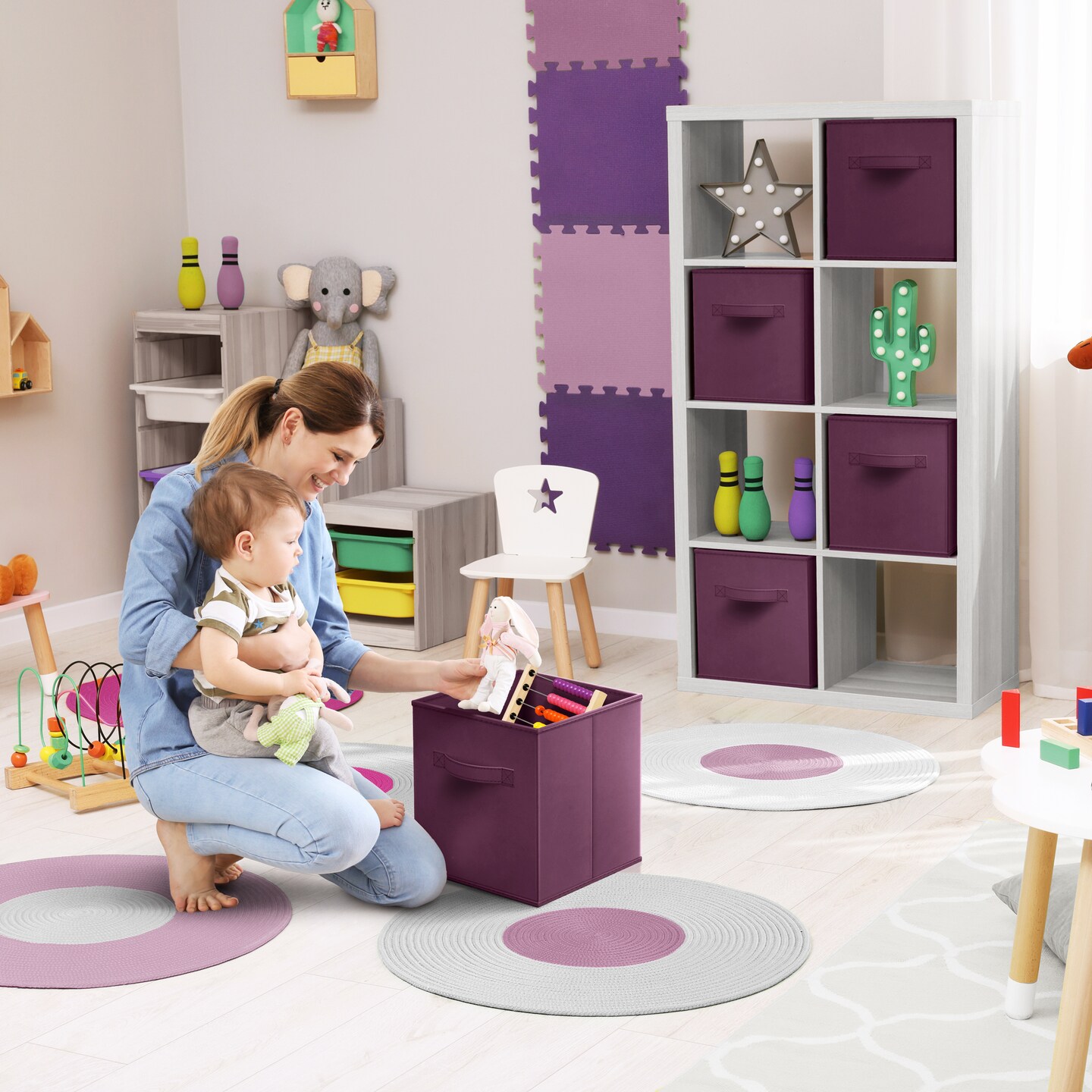 Sorbus 8 Pack 11 Inch Foldable Storage Cubes with Handles- for Organizing Home, Shelves, Nursery, Playroom, Closet and More