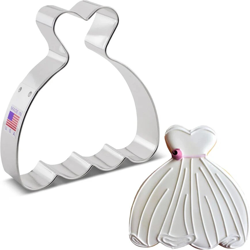 Ann Clark Wedding Dress Ball Princess Gown Cookie Cutter 4 x 3.75 x 1 inches