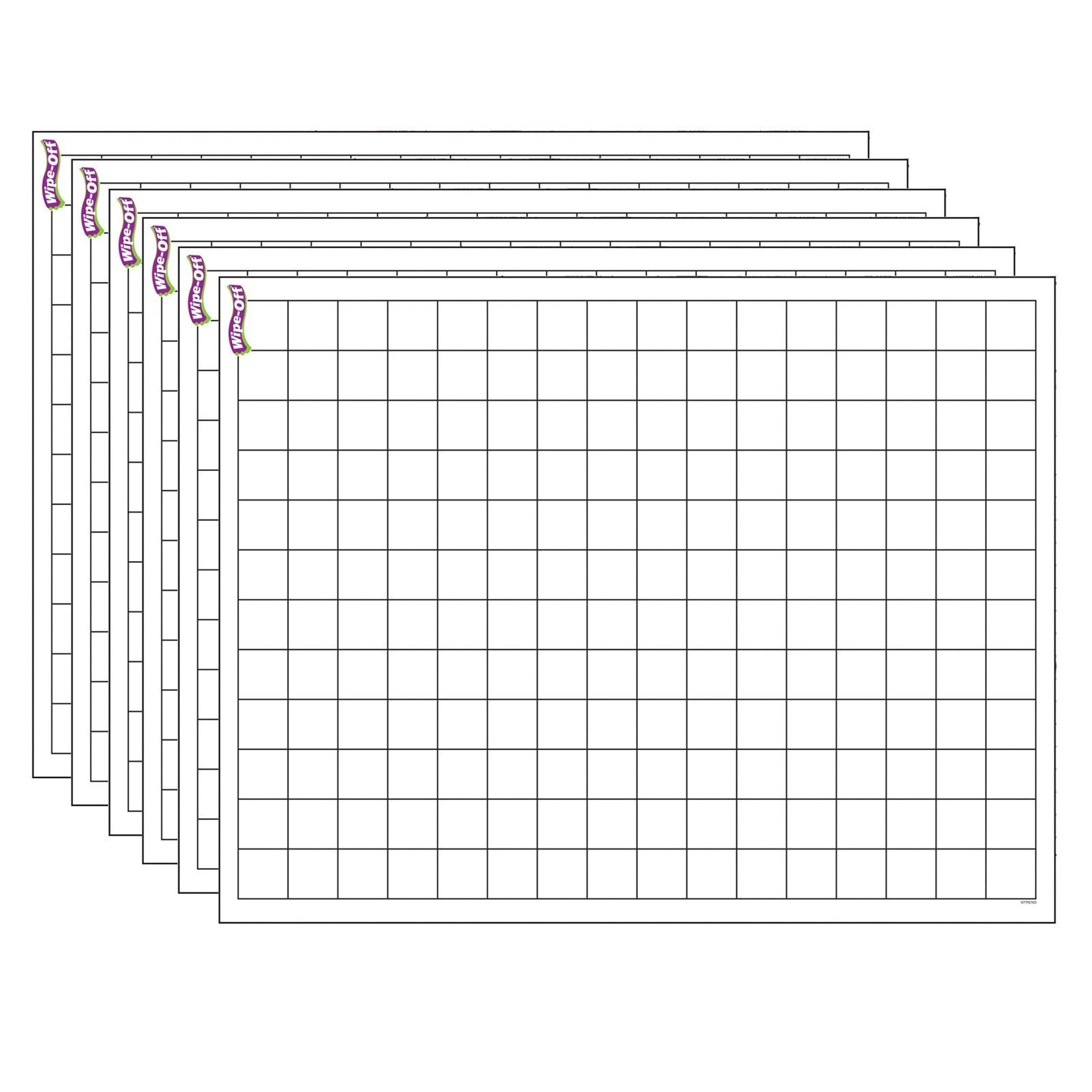 Graphing Grid (Small Squares) Wipe-Off&#xAE; Chart, 17&#x22; x 22&#x22;, Pack of 6