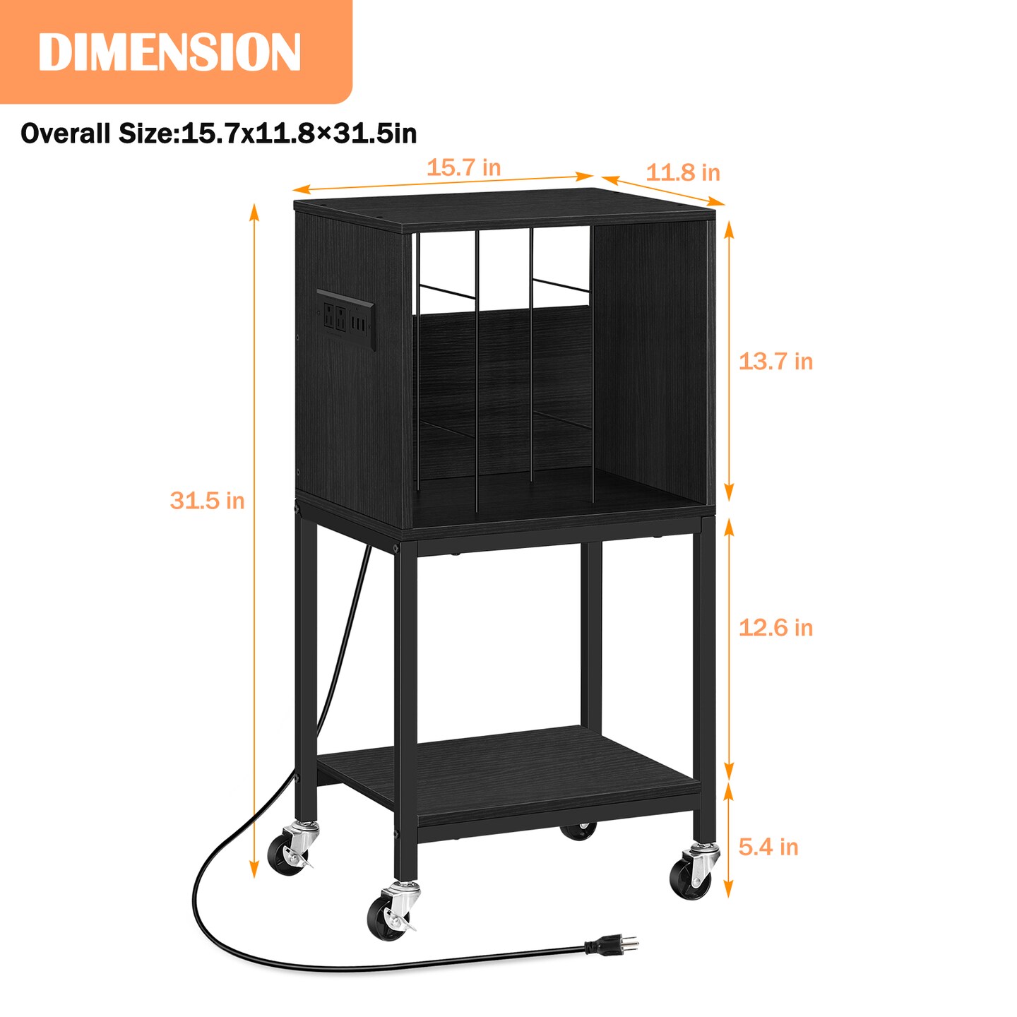 Record Player Stand with Record Storage