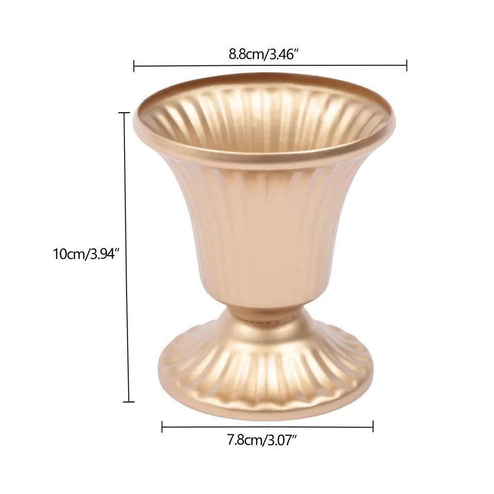 Set of 10 Gold Metal Retro Trumpet Vases