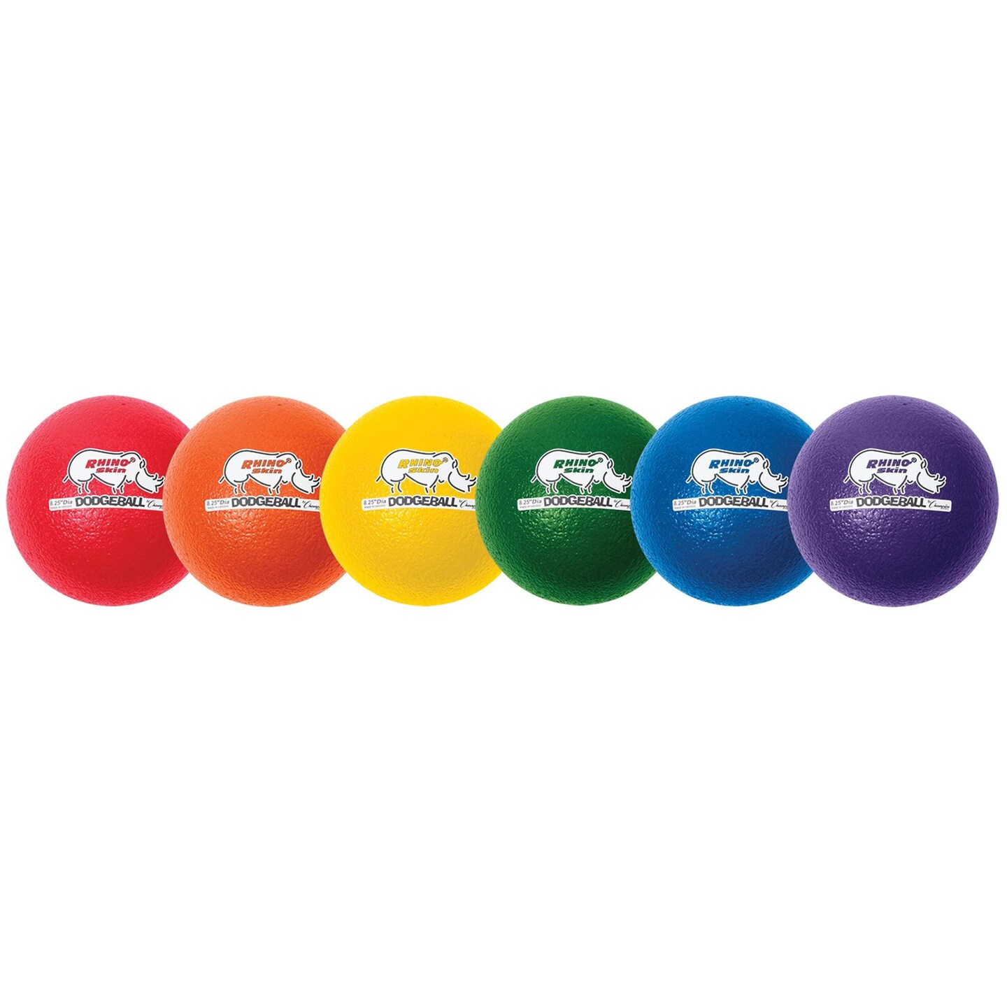 Rhino Skin&#xAE; 8-Inch Low Bounce Dodgeball Set, Assorted Colors, Set of 6