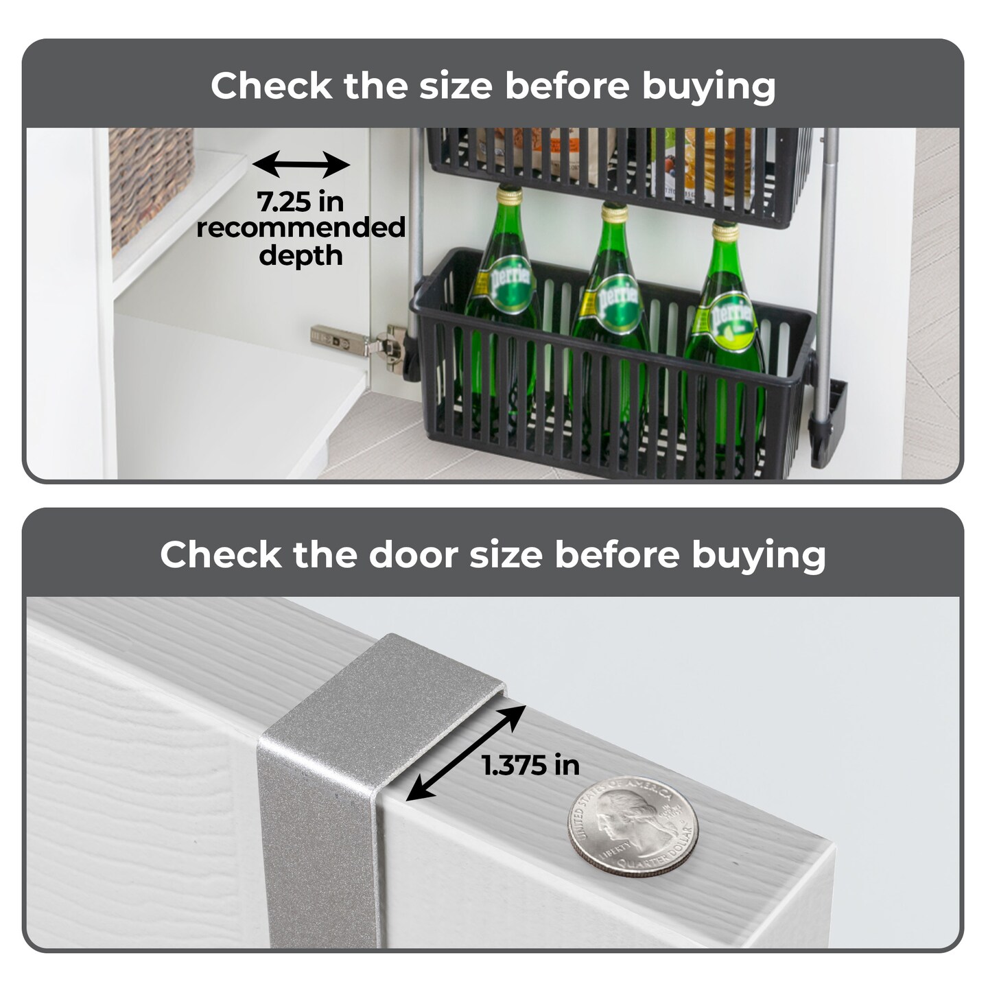 Smart Design 8-Tier Over-The-Door Hanging Pantry Organizer Black