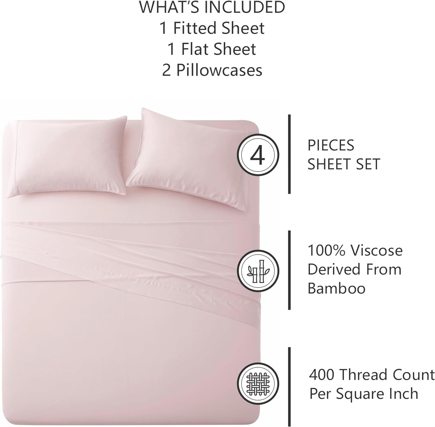 American Home Collection 400 Thread Count Sateen Weave Viscose made from Bamboo Sheet Set