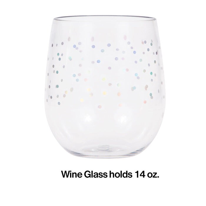 Iridescent Dots Plastic Stemless Wine Glass By Elise