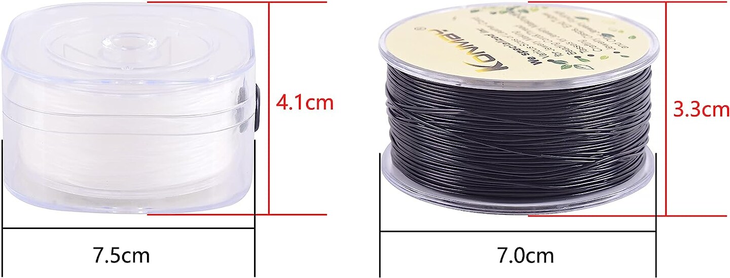 2 Rolls 0.8mm Flat Stretchy Bracelet Strings with Organizing Case, 180 Yards Black and White Crystal Elastic Thread Cord for Jewelry Bracelets Making and Beading