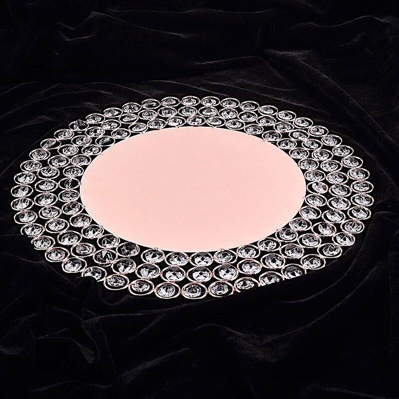 4 pcs 14-Inch Round Metal Charger Plates Crystal Beads