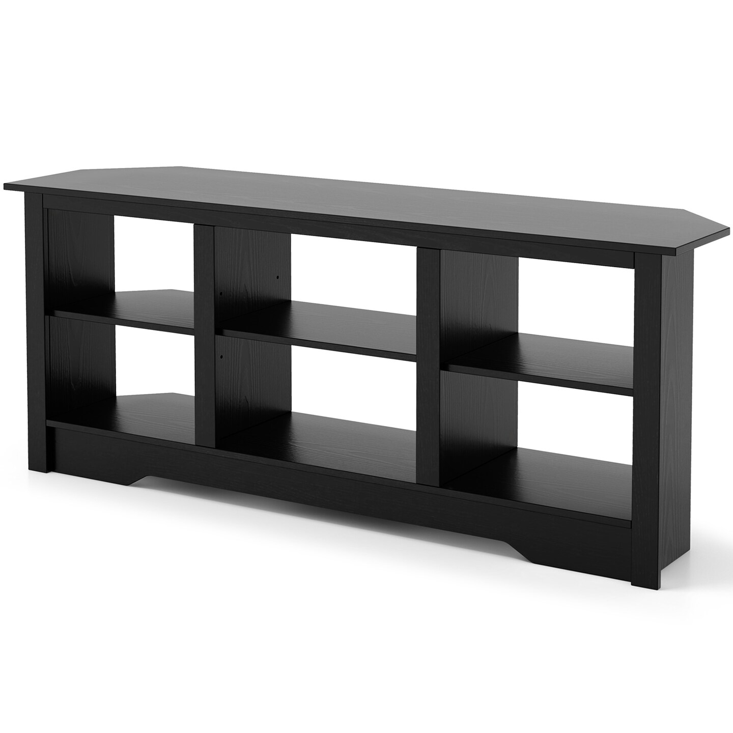 58 Inch Tv Stand With 6 Open Storage Shelves For Tvs Up To 65 Inches-black