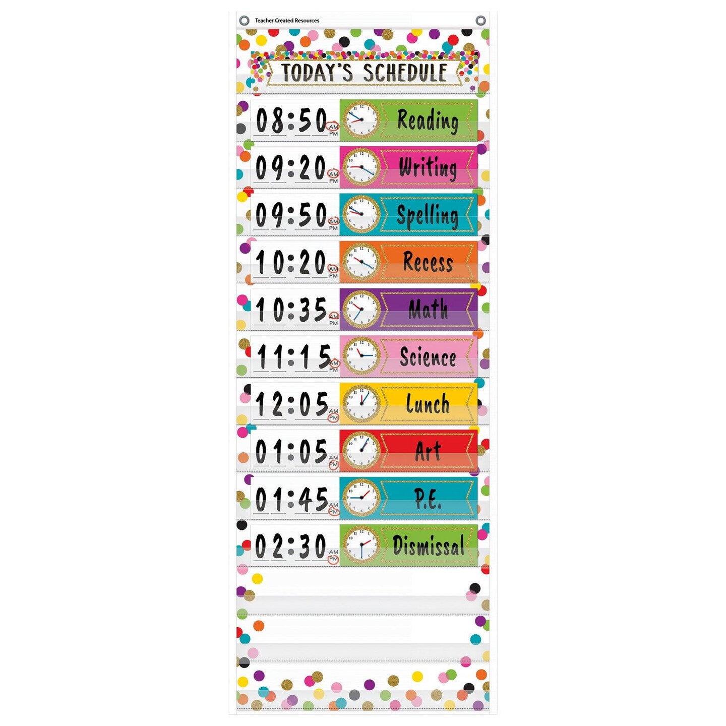 Confetti 14 Pocket Daily Schedule Pocket Chart, 13&#x22; x 34&#x22;
