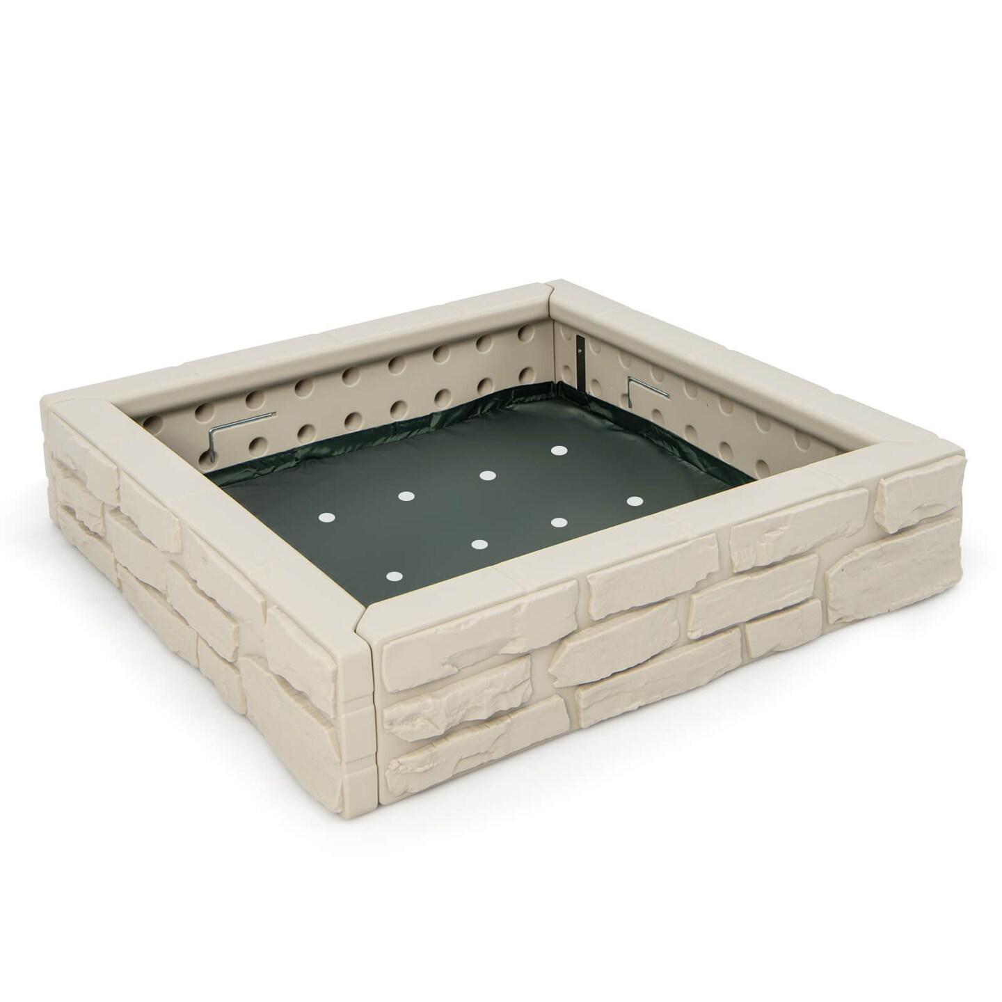 Kids Sandbox with Cover Bottom Liner and Brick Design