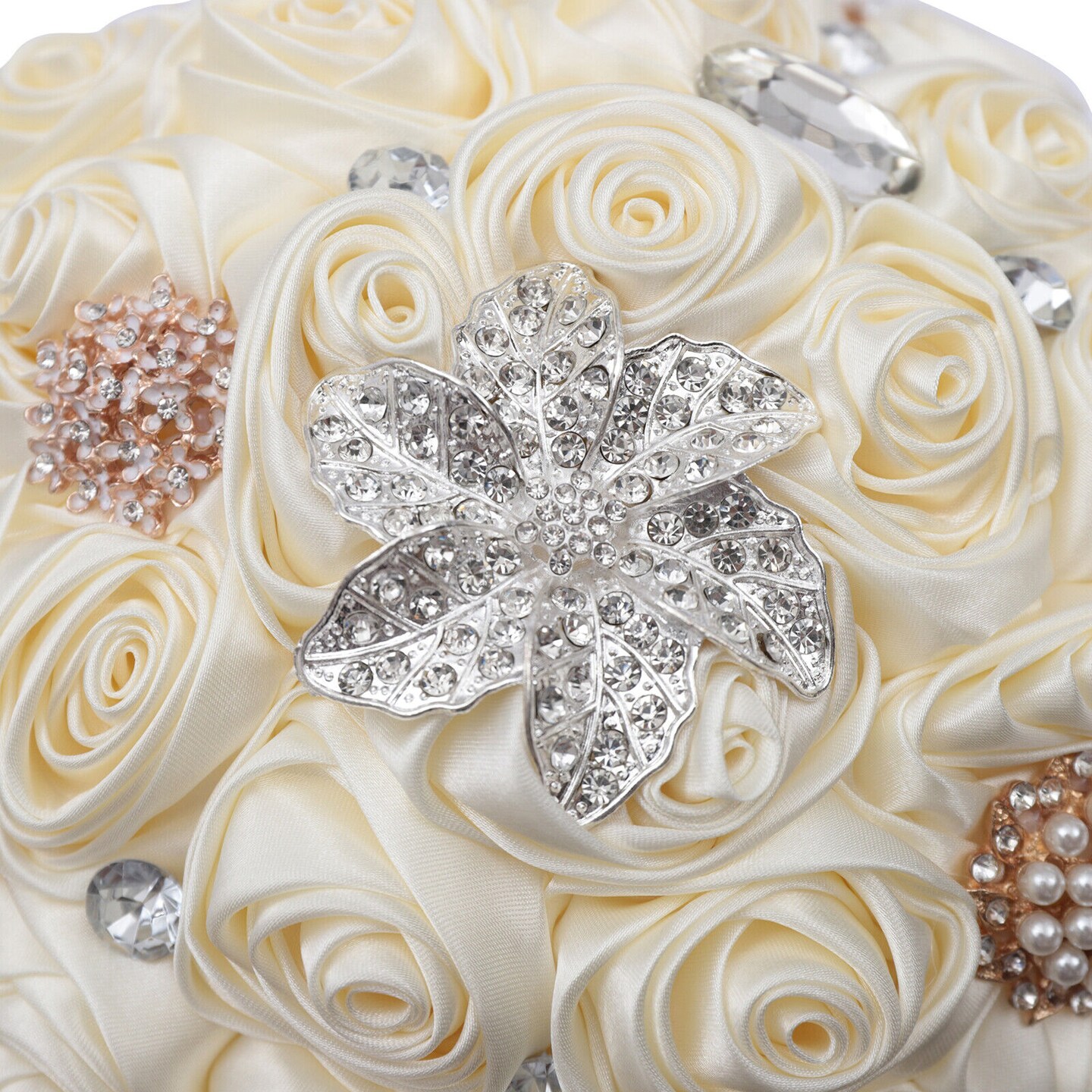 Kitcheniva White Wedding Crystal Pearl Bridal Bouquet