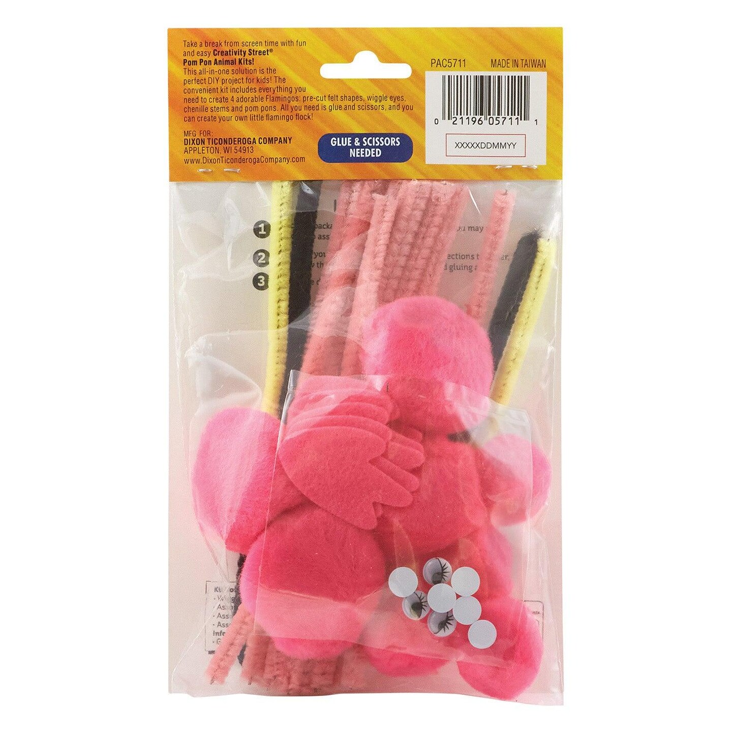 Pom Pon Animal Kit, Flamingos, 2&#x22; x 2.75&#x22; x 5.25&#x22;, 4 Flamingos Per Kit, 6 Kits