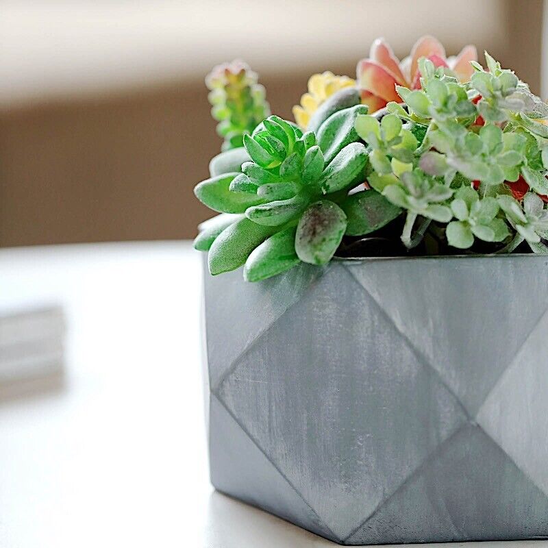 Gray 4-inch Concrete FLOWER POT Geometric Mini Planter