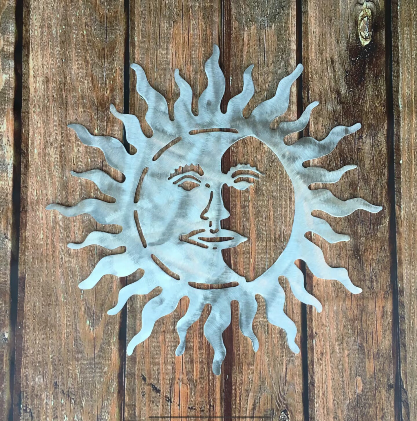 Sun, metal art, wall hanging for indoor or outdoor, aluminum, large 30 inch diameter, all handcrafted by 1 metal artisan product 4