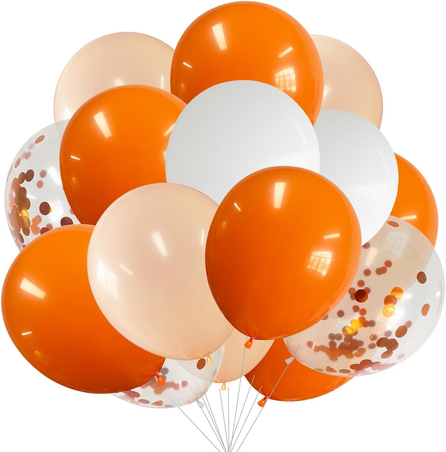 Orange Latex Balloons Party Decorations 12 Inch 50 Pcs White Matte Burnt Pastel Confetti Orange Balloons Ribbons Wedding Birthday Bridal Baby Shower Graduation Bachelorette D&#xE9;cor Supplies