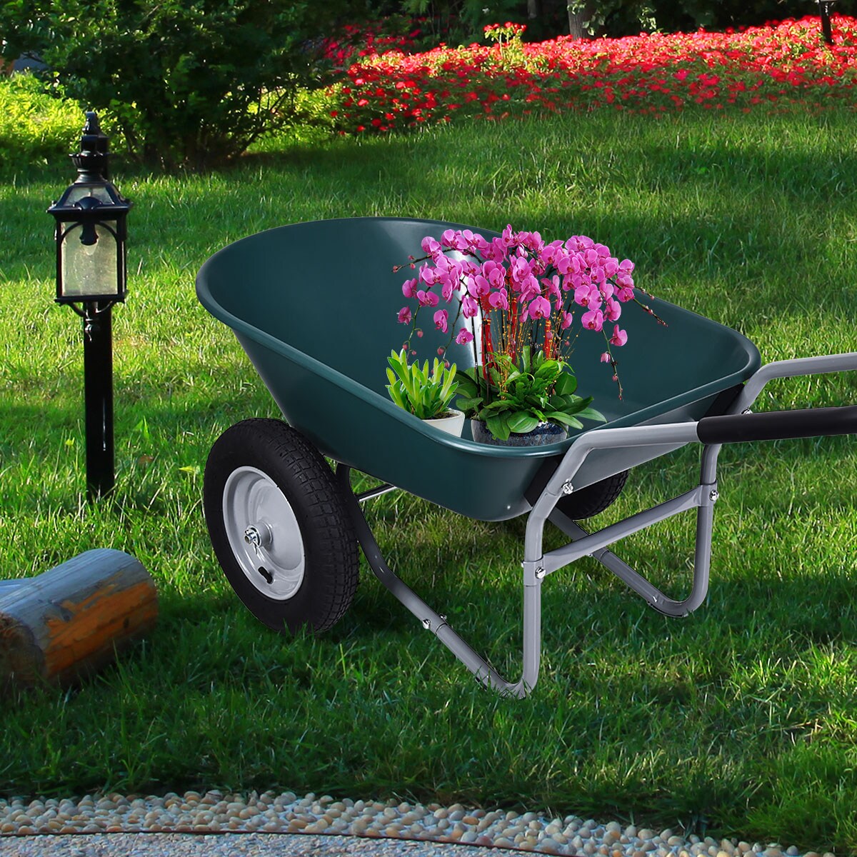 2 Tire Wheelbarrow Garden Cart Heavy-duty Dolly Utility Cart