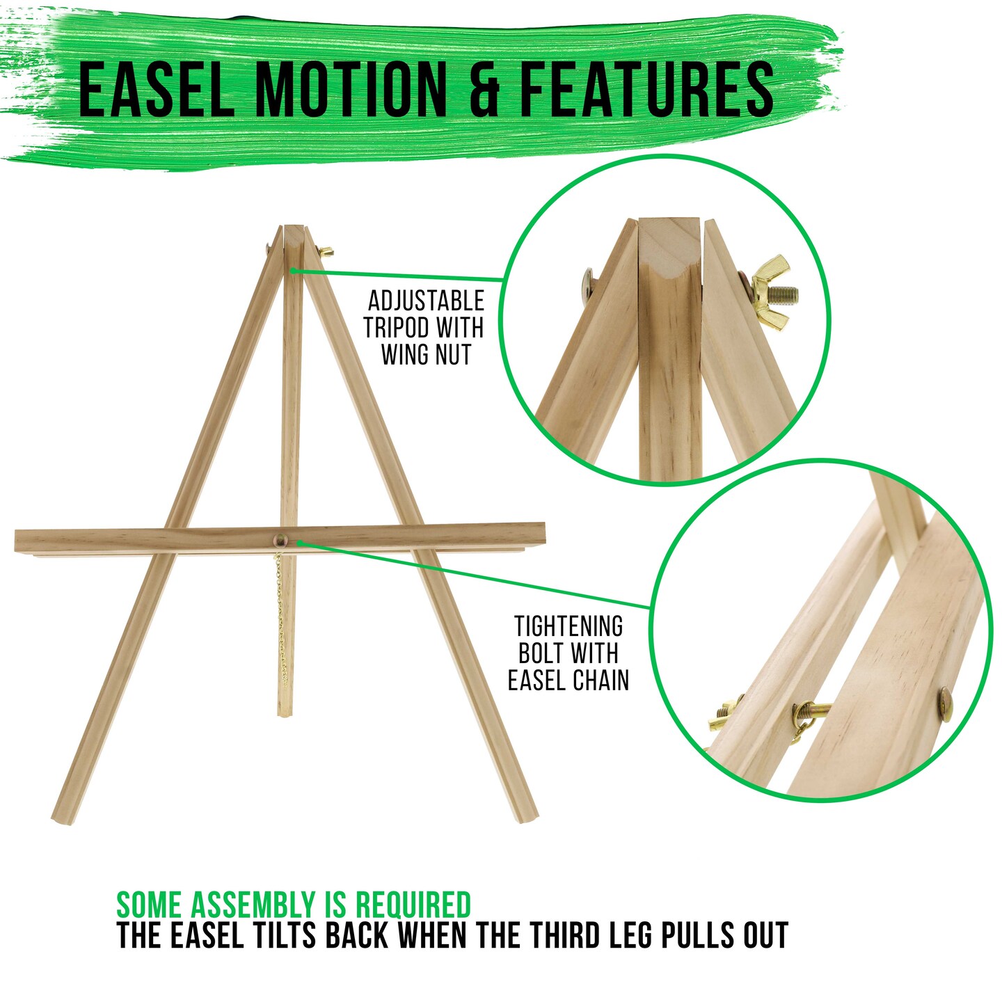 16&#x22; High Natural Wood Display Stand A-Frame Artist Easel, 4 Pack - Adjustable Wooden Tripod Tabletop Holder Stand for Canvas, Painting Party, Signs