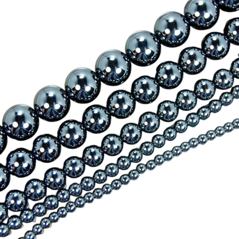 Kitcheniva Natural Hematite Round Gemstones Loose Beads 16&#x22;