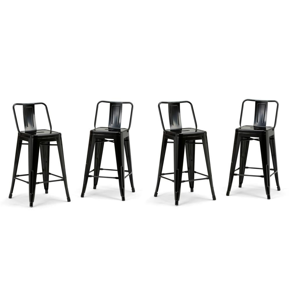 Simpli Home Rayne 24&#x22; Counter Height Stool, Teal Blue Metal, Square, Set Of 4