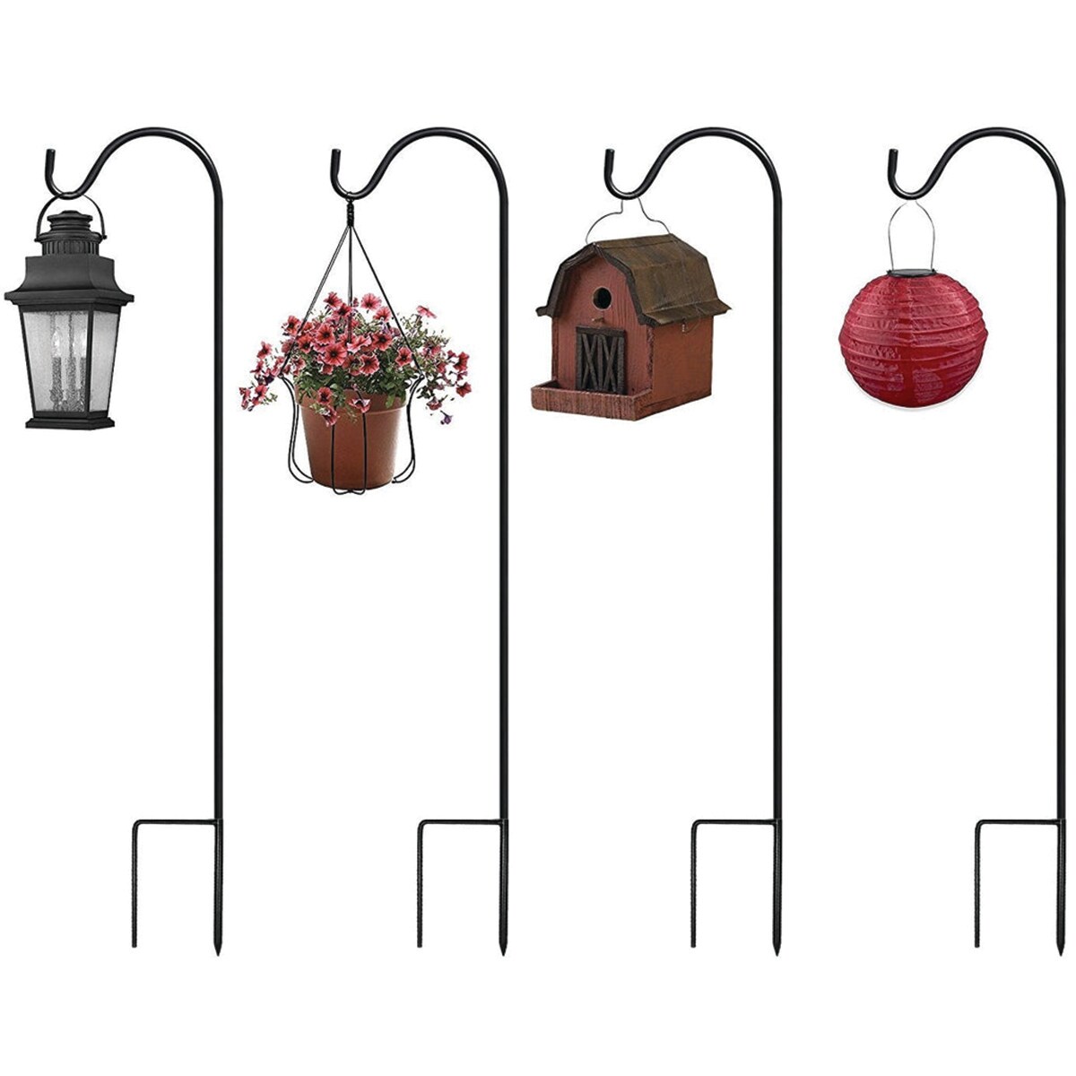 Sorbus Set of 10 Shepherds Hooks for Outdoor - Extendable Garden Stakes for Plants, Lights, Lanterns, Flower Baskets, and More