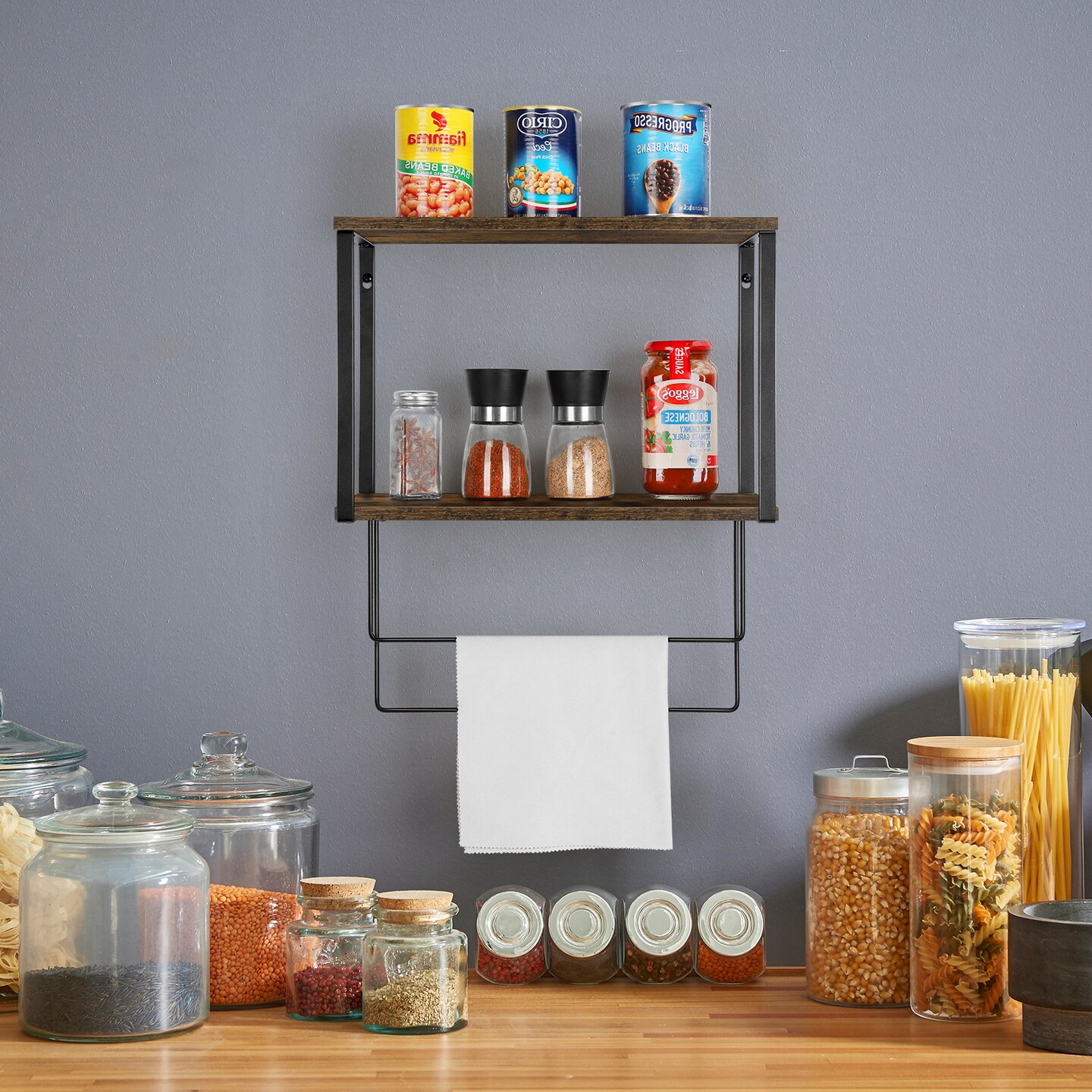 2-Tier Storage Rack, Two Iron Wire Towel Bars
