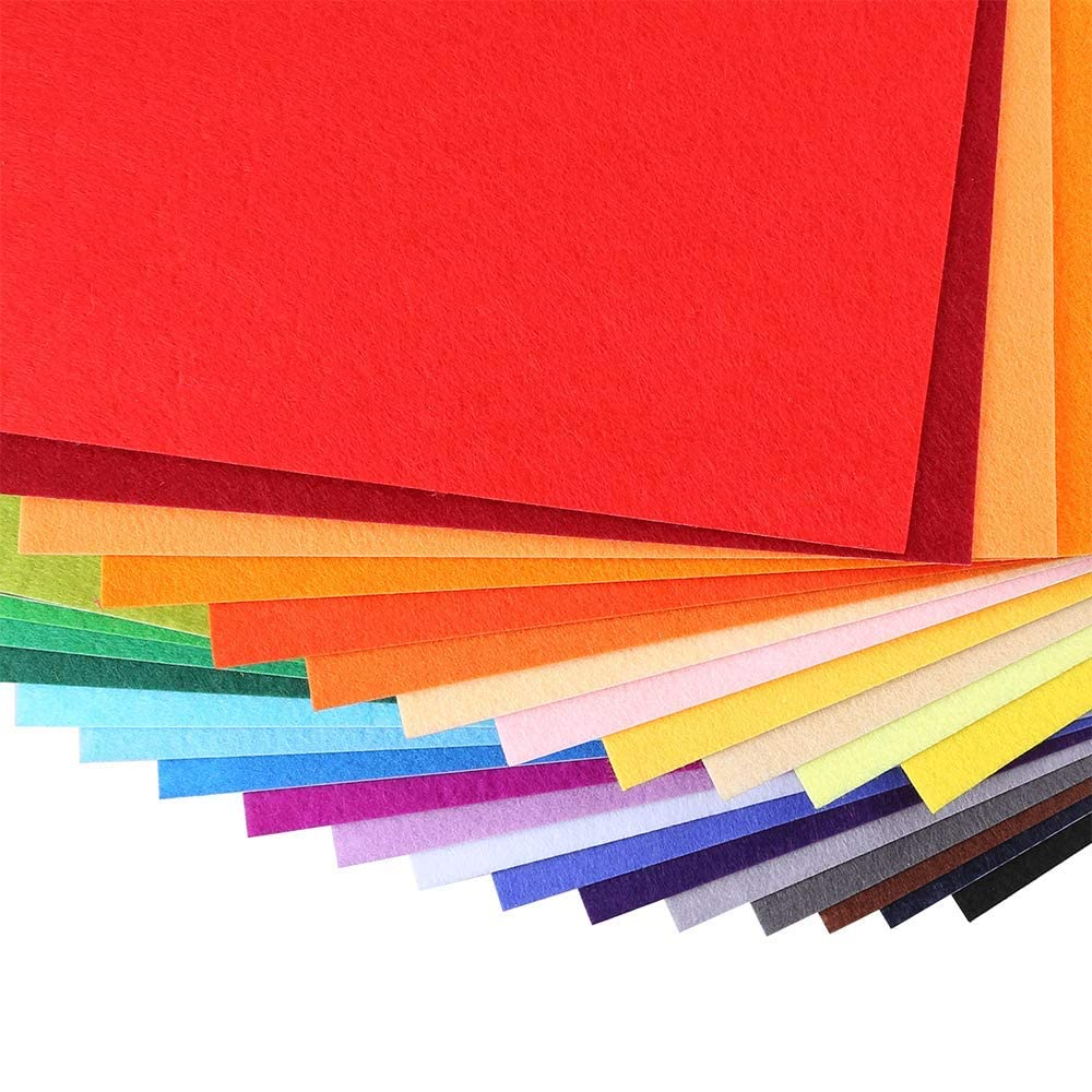 30 Pcs 8" x 12" Adhesive Backed Felt Fabric Sheets, Assorted Color Christmas Felt Sheet for Sewing DIY Craft and Christmas Decorations