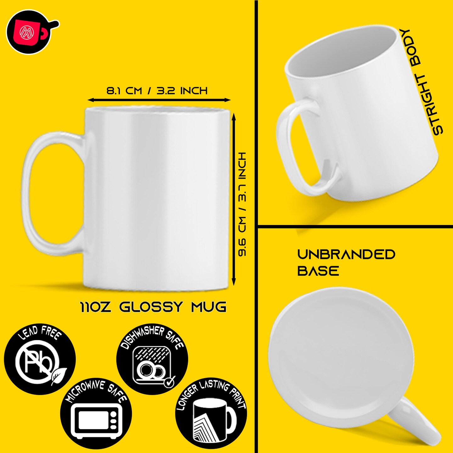 8 PCS 11OZ Sublimation Mug Coated Ceramic Mugs White Sublimation Blanks Mugs for Coffee Milk Tea