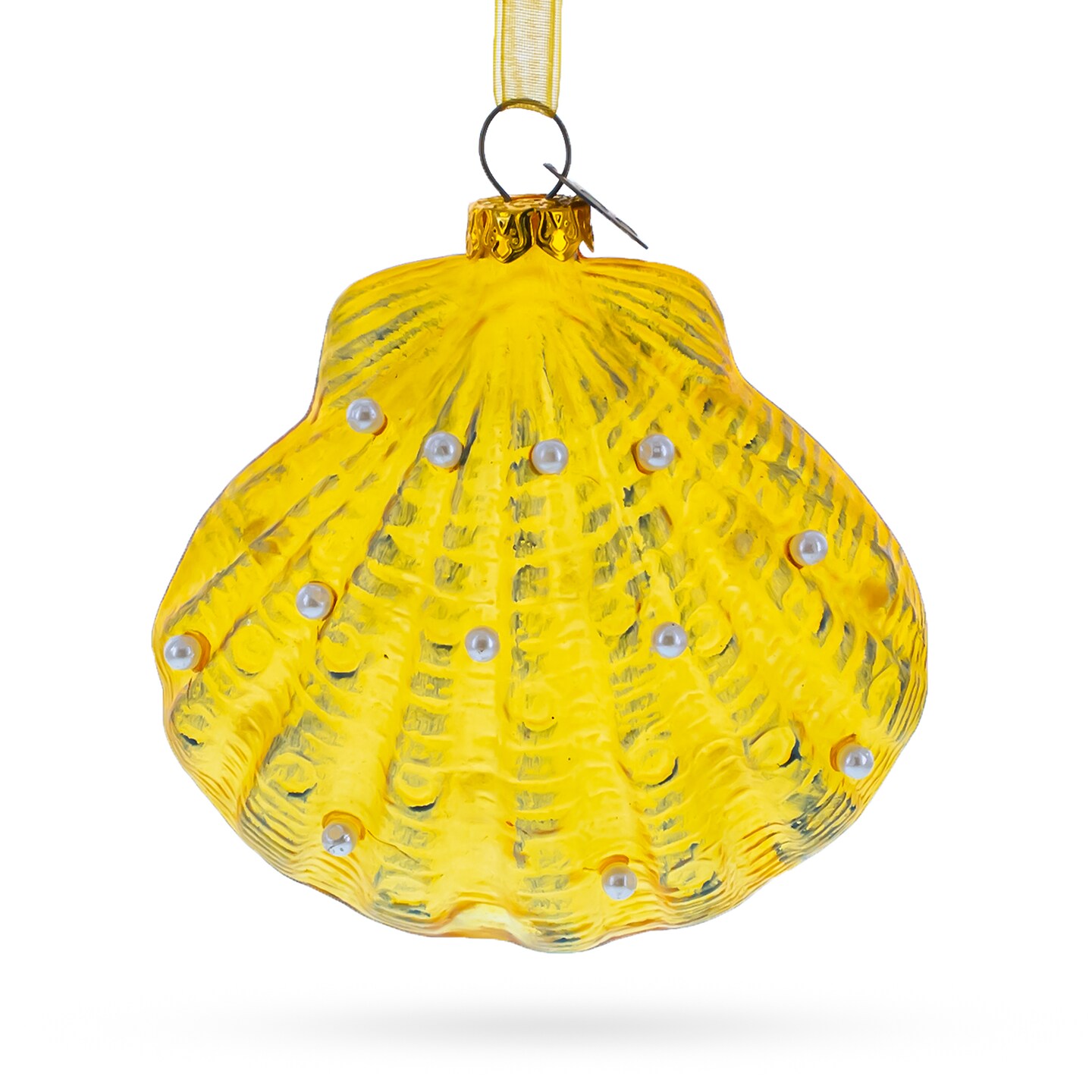 Elegant Sea Shell Blown Glass Christmas Ornament