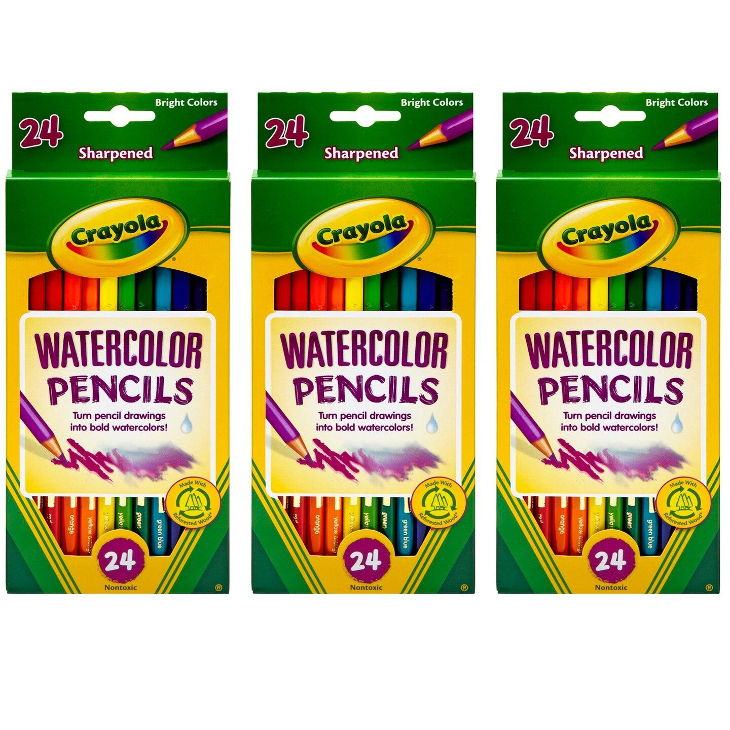 Watercolor Pencils, 24 Per Box, 3 Boxes