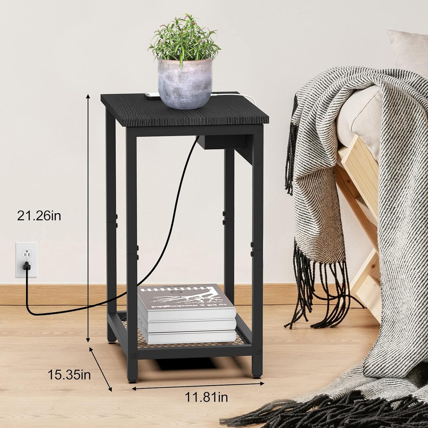 Small End Table with Charging Station