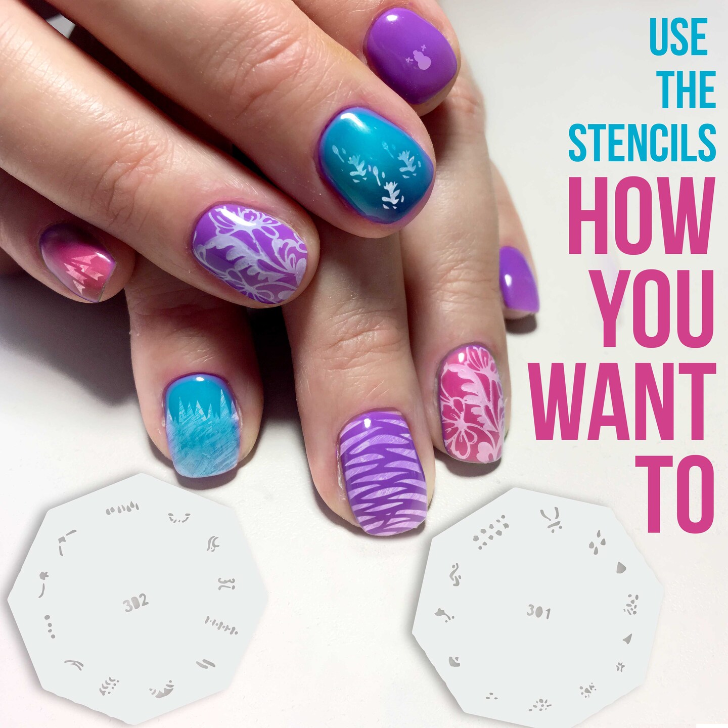 Airbrush Nail Stencils - Design Series Set # 16 Includes 20 Individual Nail Templates with 13 Designs each for a total of 260 Designs of Series #16